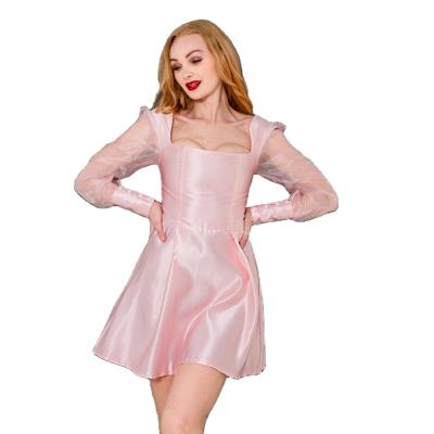 China Dry Cleaning A Line Full Body Short Sexy Sweet Sheath Square Neck Party Night Out Club Mini Cocktail Dress for sale