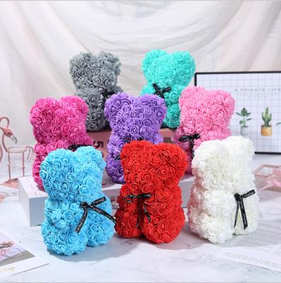 China Hot sale 25 cm wholesale pe foam eternal flower rose Teddy Bear Christmas Day for sale