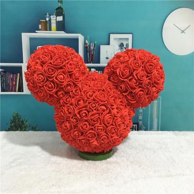 China 30cm Artificial Flowers Rose Bear Mickey's Lovable Head Foam Rose Teddy Bear Girlfriend Valentines Day Gift Birthday Party Decoration for sale