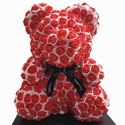 China Lovely New Rose Bear Valentine's Day Gift Eternal Creative Flower DIY Rose Teddy Bear Simulation Flower Colorful Wholesale for sale