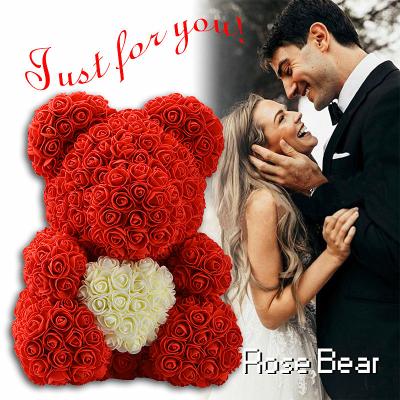 China 2020 Artificial Teddy Rose Bear Valentine Gift With Gift Box Moss Teddy Bear Rose For Valentine's Day for sale