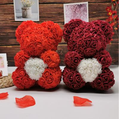 China Valentine's Day Gift Wholesale Hot Sale 25cm Eternal Moss Flower Rose Teddy Bear With Love Heart Christmas Day for sale