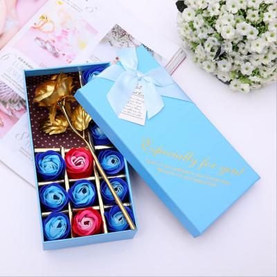 China Beautiful Colorful Artificial Gold Foil Soap Flowers Rose Gift Wedding Gift For Valentine's Day for sale