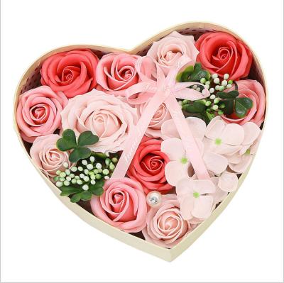 China Beautiful Colorful Customized Heart Shaped Soap Flower Gift Box For Valentine's Day Christmas Creative Gifts for sale