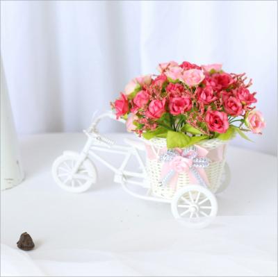 China Beautiful Diamond Rose bicycle flower simulation creative wedding decoration craft small colorful bonsai suit for sale