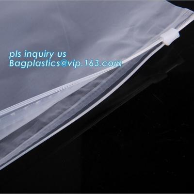 China PP Flat Slider Zipper for PP Zipper Bag, Cloth package PE slider zip bag, Apparel Garment Clothing package PE slider zip for sale