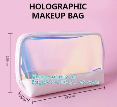 China BOLSO OLOGRÁFICO del MAQUILLAJE, bolsos cosméticos del MAQUILLAJE de la PU TPU del viaje del lavado del bolso del bolso impermeable MATERIAL del maquillaje, PAQUETE de ECO FIRENDLY en venta