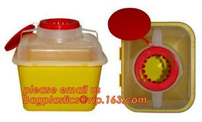 China Envase agudo plástico disponible de la caja inútil médica del hospital, bio squ médico redondo amarillo del cubo de la basura de la forma 0.8L 2L 4L 6L en venta