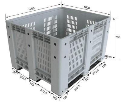 China Standard sizes HDPE large collapsible plastic pallet box, Heavy duty industry storage use collapsible plastic mega bin for sale