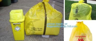 China Bolsos plásticos de la basura del biohazard para la basura clínica, bolso amarillo del biohazard de la capacidad grande con el escudete, Biohazard apto para el autoclave M en venta
