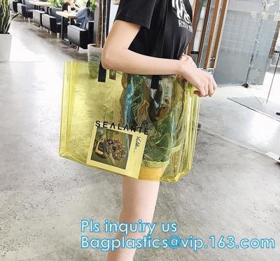 China Las mujeres personalizadas bolso claro, las bolsas de asas del PVC del PVC doblan los bolsos de mano del hombro, bolso transparente de la taleguilla en venta