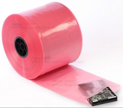 China Poly tubing with customer printing and anti static tube film, gusset poly tubing on roll Conductive Poly Tubing from Pre for sale