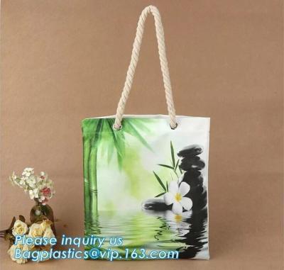 China La bolsa de asas de compras del bolso de la manija del algodón con la impresión de encargo, enceró canva en blanco orgánico estándar del algodón de la manija de la cuerda del tamaño 12oz en venta