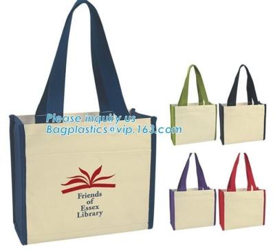 China Bolso promocional de la lona del tamaño estándar 12oz de la lona de la moda respetuosa del medio ambiente de la bolsa de asas, lona impresa de encargo del totalizador del algodón orgánico en venta