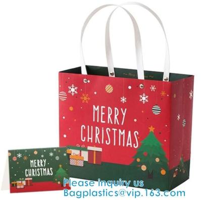 China Christmas Large Gift Tote Bags Paper Bags With Handles Holiday Kraft Bags Goody Gift Bags Scarf Glove Gift Bags With Gre for sale