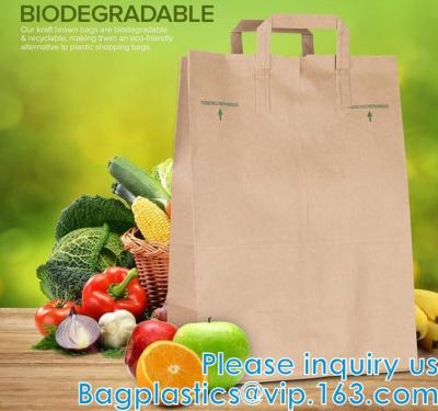 China Brown Grocery Kraft Paper Bag With Handle Custom Print Logo, Kraft Paper Shopping Bag With Logo BAGEASE.CN for sale