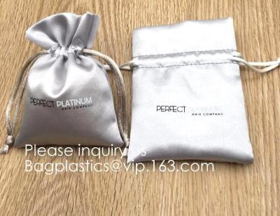 China Bolso de empaquetado del oro del satén de la extensión rosada de encargo del pelo, suavidad y bolsa de seda blanca del lazo del hockey shinny para el bagease de empaquetado en venta