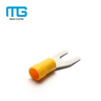 China Yellow Brass PVC Cable Wire Insulated Electric Heating Fork Swageless Welded Terminal Connectors for sale