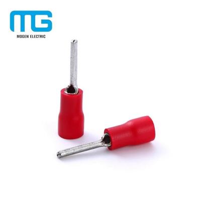 China Wire Connecting PTV1.25-13 Insulated Pin Terminal Bare Needle Red Copper Terminal for sale