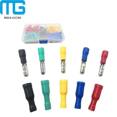 China Copper& The A.W.G. 22-16, 5 Colors 100pcs Bullet Butt Connectors Assorted Crimp Insulated Female And Male Brass Lugs for sale