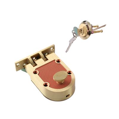 China China Product Single Cylinder Strike Shutter Guard Jimmy Proof Lock Solid Bronze Flat Shutter Guard Lock for sale