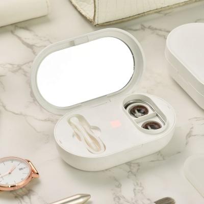 China Portable Ultrasonic Contact Lens Cleaner Hotel Travel Size Cute CE 56000Hz White With Contact Lens Case for sale