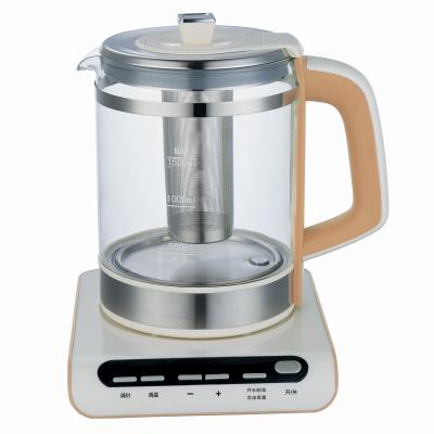 China 360 Degree Base Rotate New High Quality Multi-fuction Portable Kettle 1.5l Glass Tea Maker With Infuser Health Electric Kettles for sale