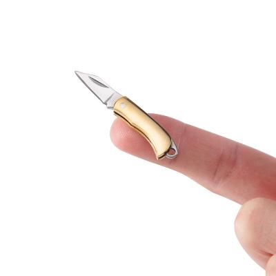 China Non-Changeable Wholesale Folding Knife Travel Household Portable Mini Pocket Knife Folding Brass Keychain Blade Knife for sale