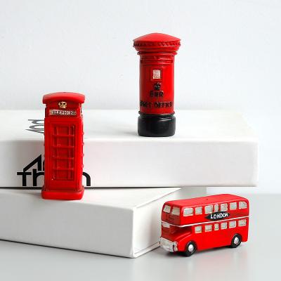 China British Red Abstract London Phone Booth Bus Mailbox Model Children's Room Decoration Resin Crafts Retro for sale