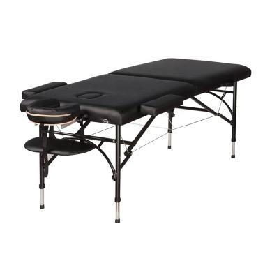 China SEB Wholesale Milking Spa Aluminum Space 3 Foldable Lightweight Portable Folding 2 Leg Foldable Easy To Carry Portable Black Massage Bed Table for sale