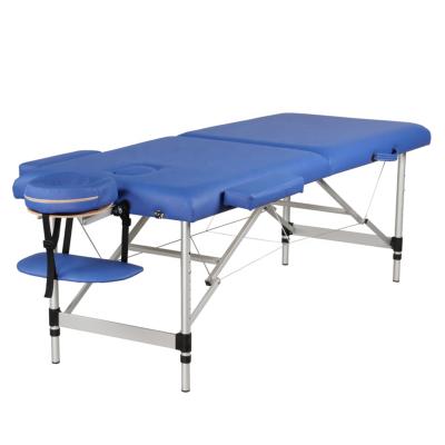 China New Space Treatment SEB 2022 Lightweight Folding Portable Lightweight Folding Eco-Friendly 2 Folding PU Facial 2 Leg Aluminum Blue And Massage Tables for sale