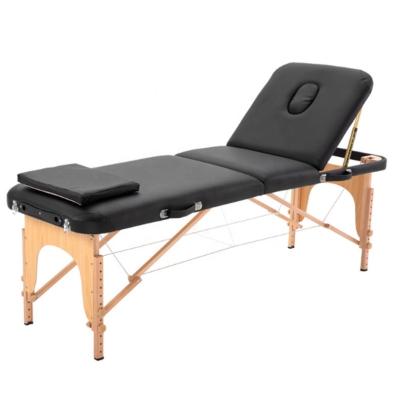 China Portable Lightweight SEB Professional 3 Segment Space Saving Massage Tables Height Adjustable Wooden Massage Table With Backrest for sale