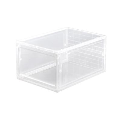 China Convertible Clear Magnetic Plastic Shoe Storage Box Shoe Boxes Transparent Stackable Shoe Box for sale