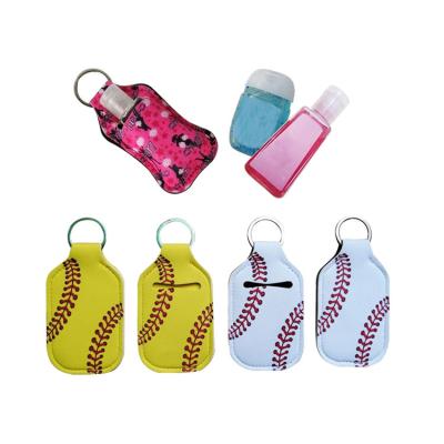 China Custom Gift Factory Neoprene Hand Gel Sanitizer Holder 30ml Chapstrick Holder Key Chain for sale