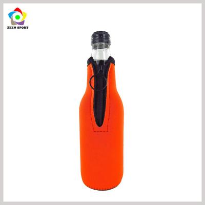 China Waterproof neoprene beer bottle cooler coozie drink bottle holder with zipper for sale