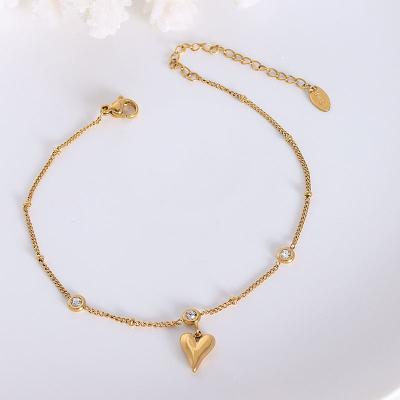 China FASHIONABLE Personality Fashion Ins Stainless Steel Hot Selling 18K Gold Plated Heart Jewelry For Women Anklets Stainless Steel Foot Jewelry for sale