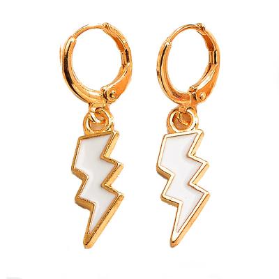 China Newest Cute FASHIONABLE Candy Color 18K Gold Plated Lightning Circle Personality Fashion Women's Drop Earrings Pierced Stainless Steel Jewelry for sale