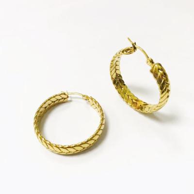 China 18K Wheat Stainless Steel Hoop Earrings 18K Fashion Jewelry New High-end Personality Personality Jewelry Wheat Geometric CLASSIC Women's Earrings For Women for sale