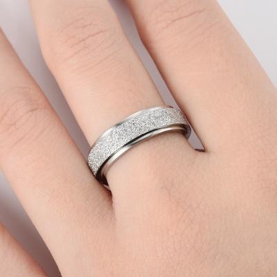 China Exquisite Jewelry Matte Blank Punk Frosted Rotating Adjustable High Quality Stainless Steel Jewelry Wholesale TRENDY Men and Women Ring for sale