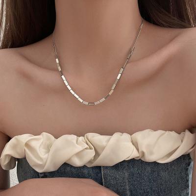 China FASHIONABLE small square stitching sweater stainless steel chain hot girl collarbone chain hip-hop fashionable sweet and cool non-fading chain for sale