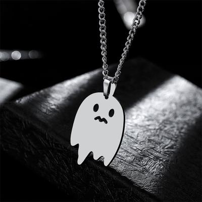 China New FASHIONABLE Halloween jewelry stainless steel simple necklace creative cute little ghost necklace men's and women's personality for sale