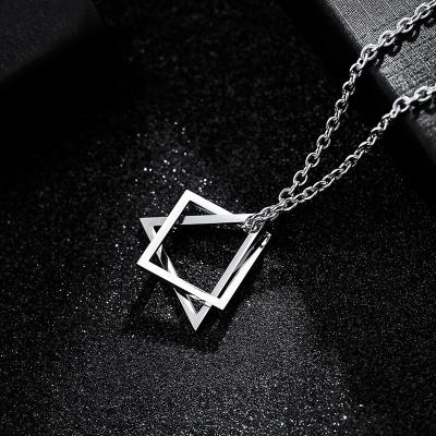 China New Hip Hop Titanium Stainless Steel Circle Trendy Steel Simple Geometric Pattern Triangle Pendant Ladies Necklace Men's Tassel Jewelry for sale