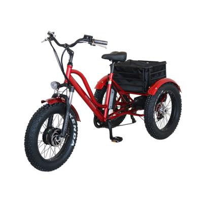 China 48V 13Ah lithium battery E electric tricycle steel electric tricycle 750W fat tire tricycle 3 wheel for sale