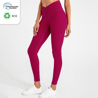 China Breathable GRS gym fitness wear deportiva ropa de reciclaje gym leggings fitness yoga v cut eco-friendly tights leggings for women for sale