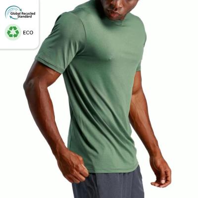 China Plain Breathable Custom Men's Training Fitness Gym T-shirt Logo Printing Sustainable Repreve Eco-Friendly T-shirt for sale