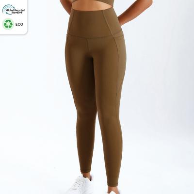 China Lulu Eco Breathable Fitness Yoga Wear Leggings Sustainable Gym Pants Repreve Yoga Reusable Sustentables Para Ropa for sale