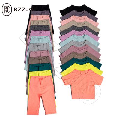 China 2/3pcs Color Breathable Custom Crop Top Logo 13 Leggings Gym Set Workout Apparel Gym Wear Sportswear Fitness Shorts Women Kleding for sale