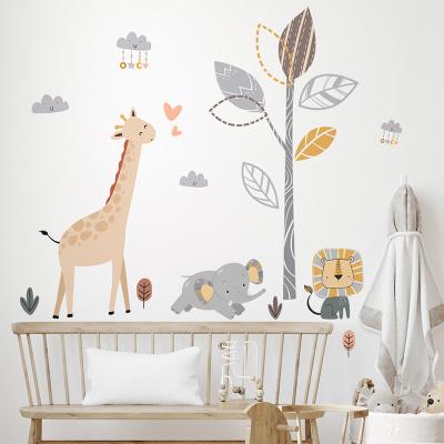 China Waterproof+Eco-friendly Cartoon Animals Tree Cloud Wall Stickers For Kids Baby Room Nursery Bedroom Decoration Wall Decals for sale