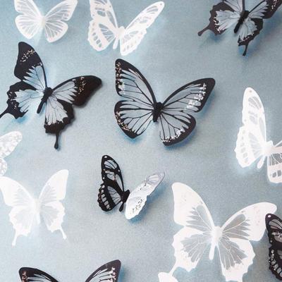 China Waterproof+Eco-friendly 18pcs/lot 3d Effect Crystal Butterflies Wall Decal for Living Room Wedding Party Decorative Wall Stickers for sale