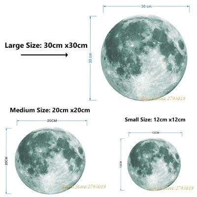 China Waterproof+Eco-friendly Large Luminous 3D Moon Effect Wall Stickers For Kids Room Home Decoration Wall Decals Living Room Bedroom Mural for sale